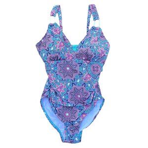 NWOT Spanx Love Your Assets Sara Blakey Swimsuit Floral Boho Paisley Ruched Sz M